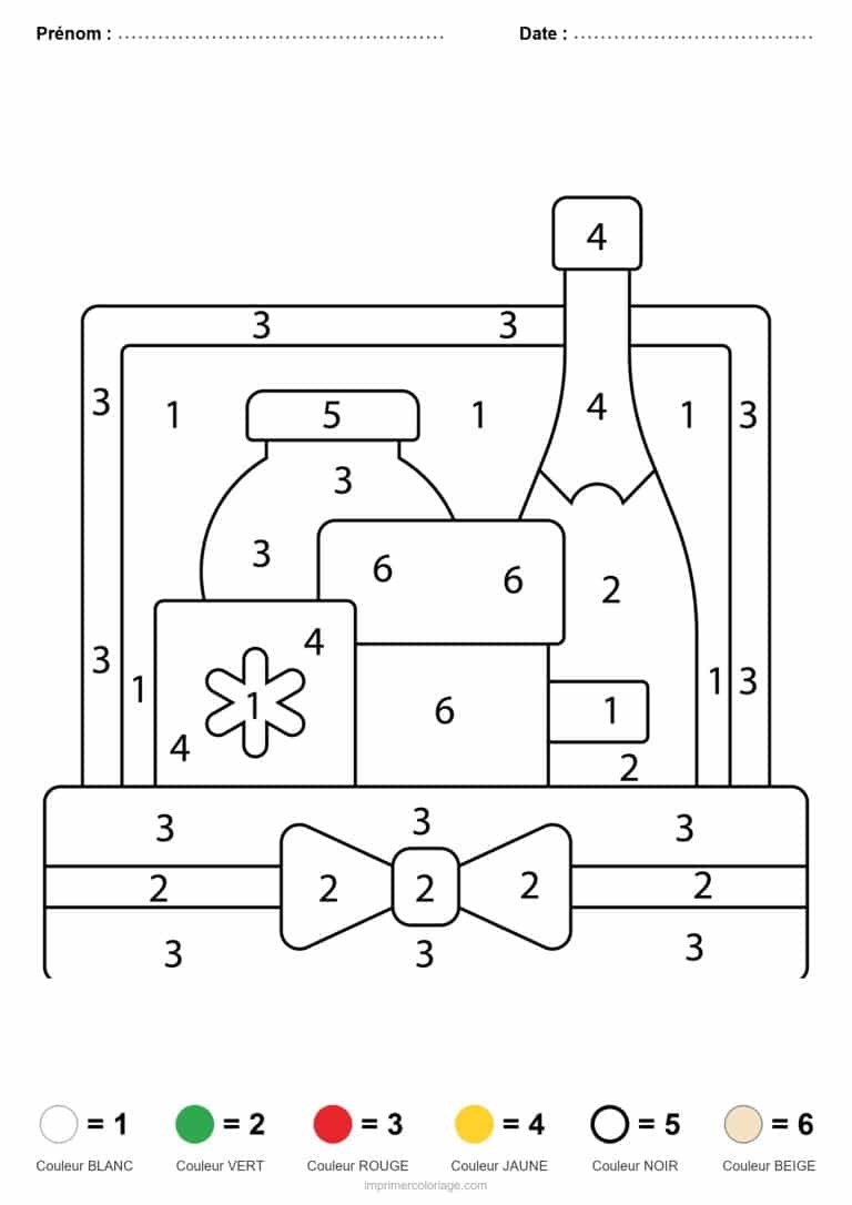 coloriage magique noel table de fete, dessin gratuit &agrave; imprimer