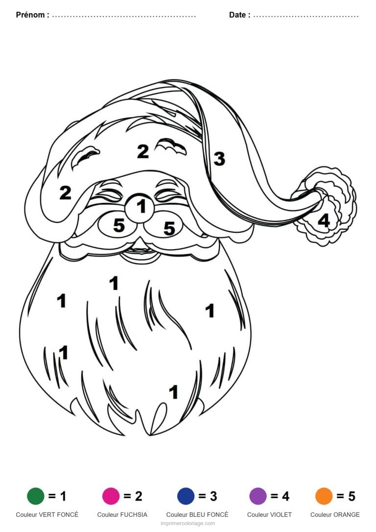 coloriage magique noel visage de pere noel 2, dessin gratuit &agrave; imprimer