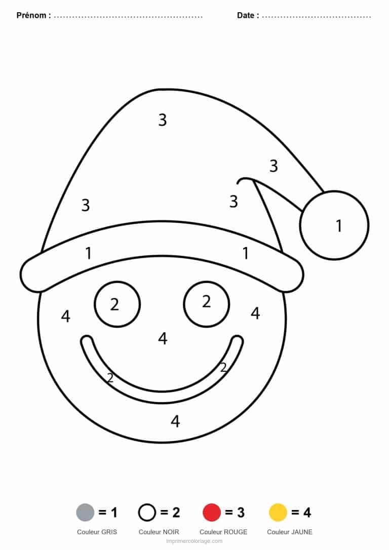 coloriage magique noel visage de pere noel, dessin gratuit &agrave; imprimer