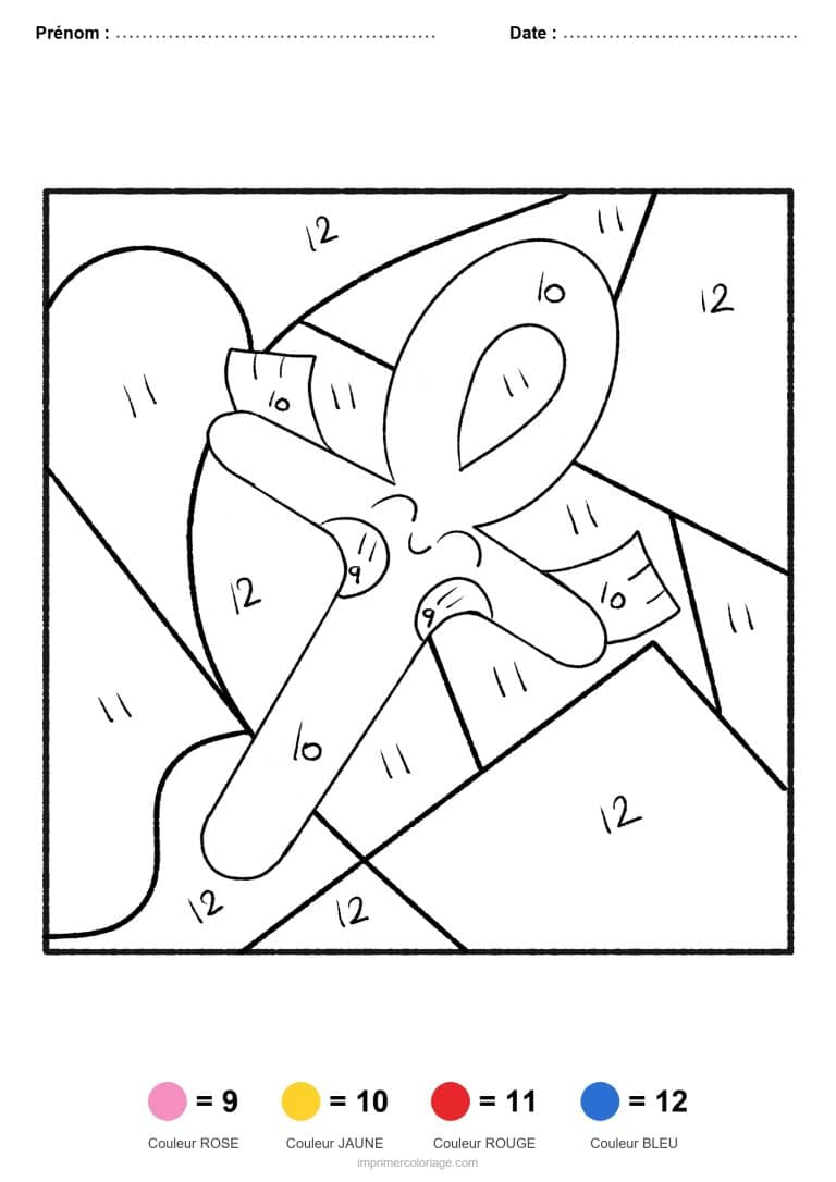 coloriage magique par-numero croix ankh, dessin gratuit &agrave; imprimer