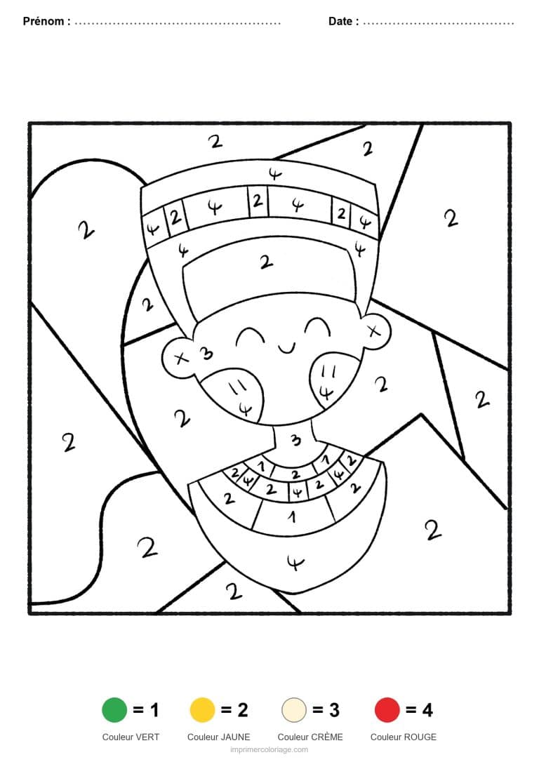 coloriage magique par-numero egyptienne 2, dessin gratuit &agrave; imprimer