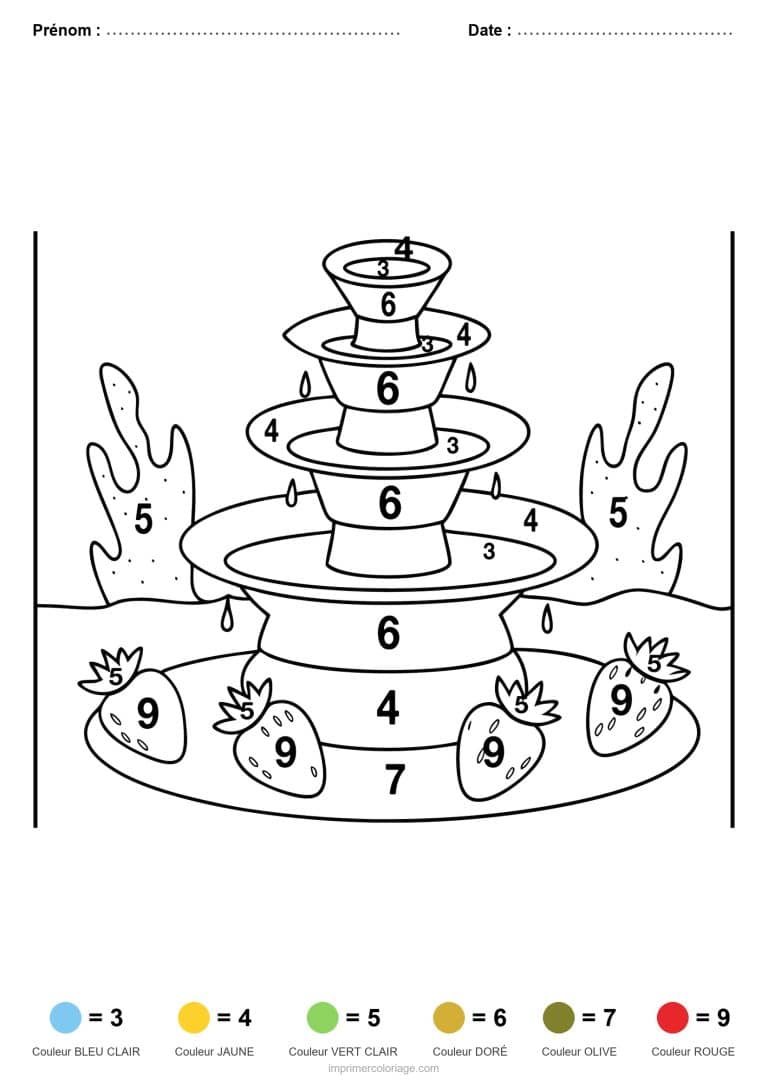 coloriage magique par-numero fontaine, dessin gratuit &agrave; imprimer