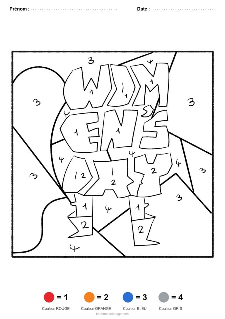 coloriage magique par-numero journee des femmes, dessin gratuit &agrave; imprimer