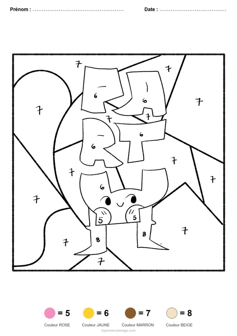 coloriage magique par-numero lettres party, dessin gratuit &agrave; imprimer