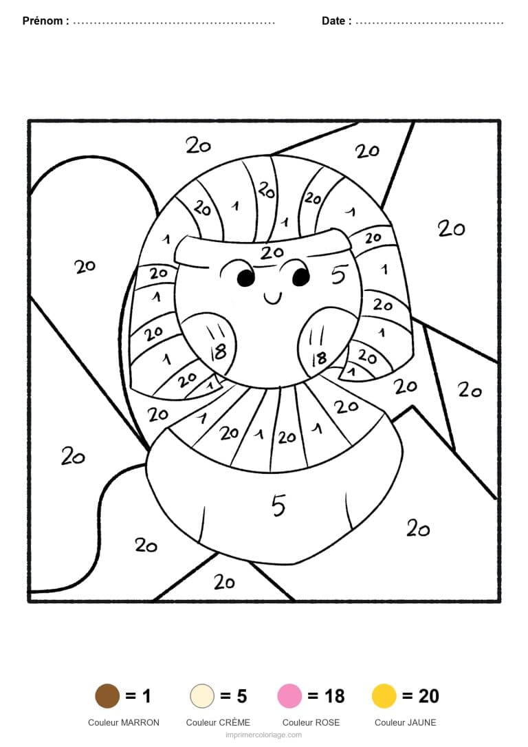 coloriage magique par-numero pharaon 2, dessin gratuit &agrave; imprimer