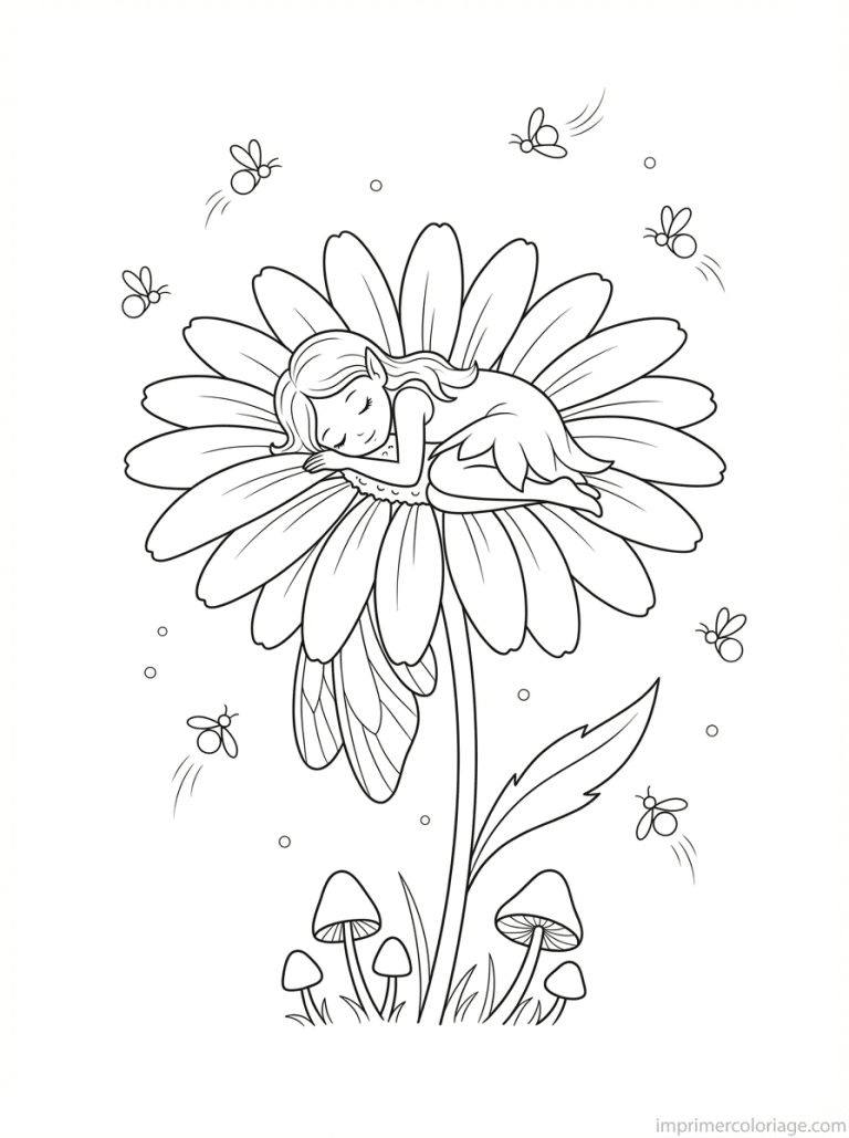 coloriage marguerite fee dort lucioles - dessin gratuit &agrave; imprimer