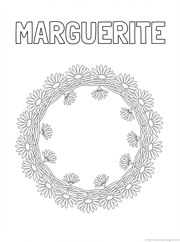 coloriage marguerite titre couronne - dessin gratuit &agrave; imprimer