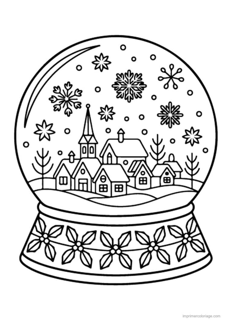 coloriage noel cm1 boule neige village eglise - dessin gratuit &agrave; imprimer