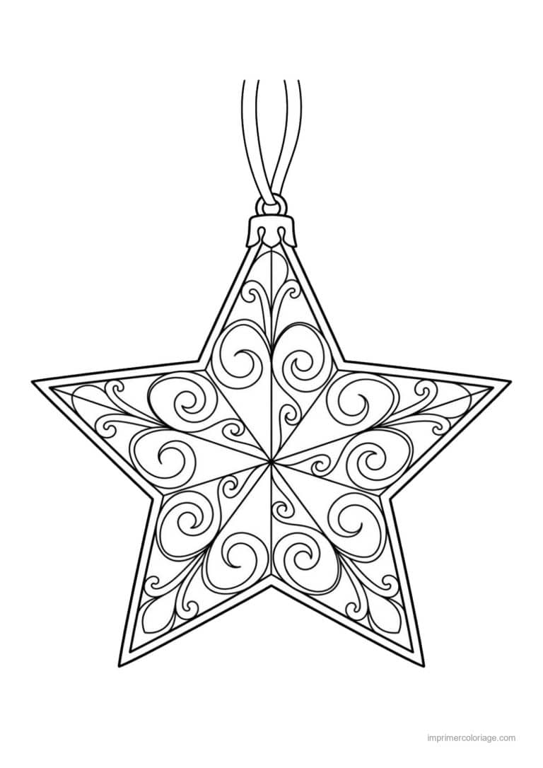 coloriage noel cm1 etoile suspendue arabesques - dessin gratuit &agrave; imprimer