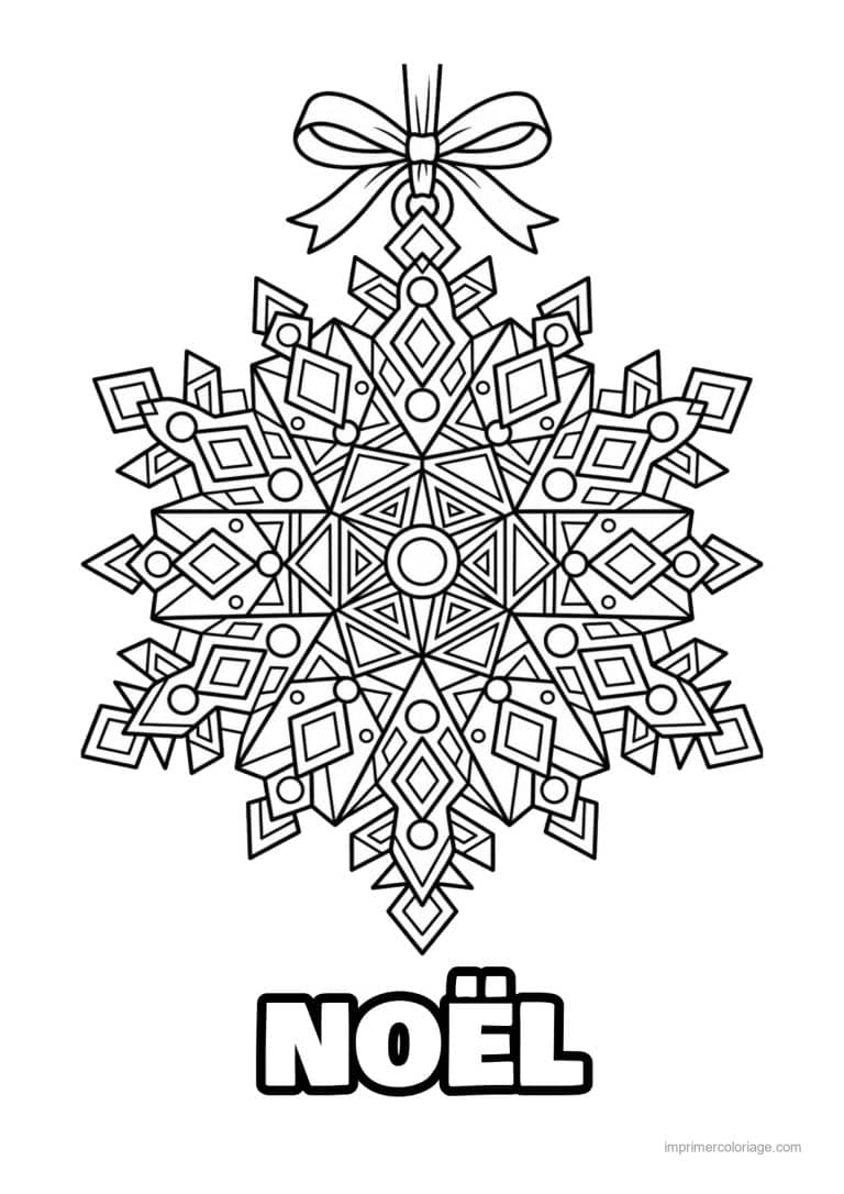 coloriage noel cm1 grand flocon ornement geometrique noeud - dessin gratuit &agrave; imprimer