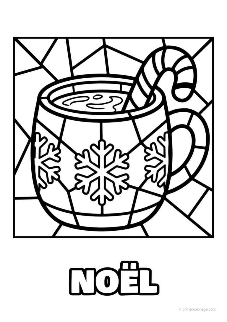 coloriage noel cm1 tasse chocolat sucre orge flocon - dessin gratuit &agrave; imprimer