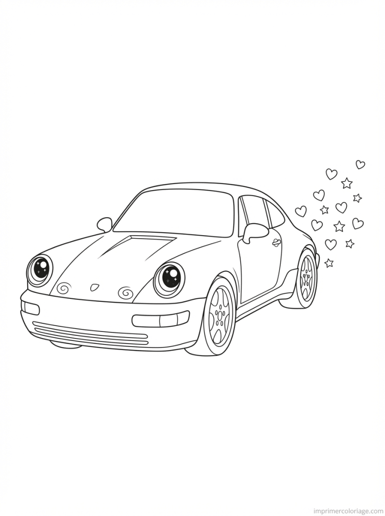 coloriage porsche cute 911 yeux ronds - dessin gratuit &agrave; imprimer