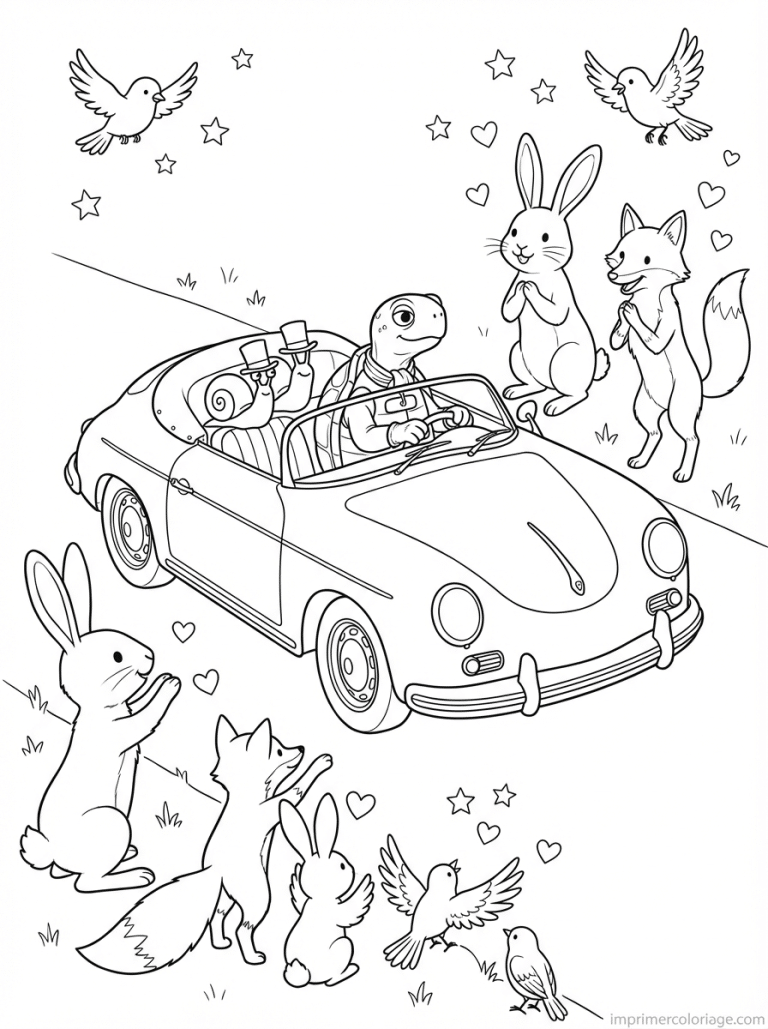 coloriage porsche cute tortue escargots - dessin gratuit &agrave; imprimer