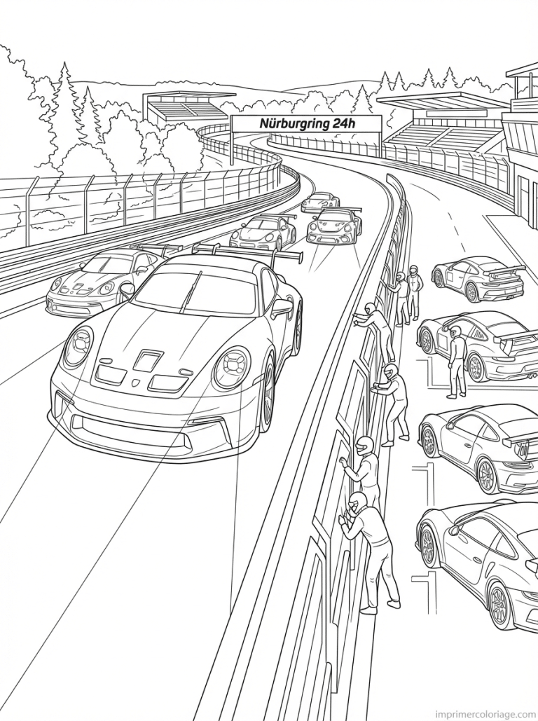 coloriage porsche nurburgring nuit 24h - dessin gratuit &agrave; imprimer