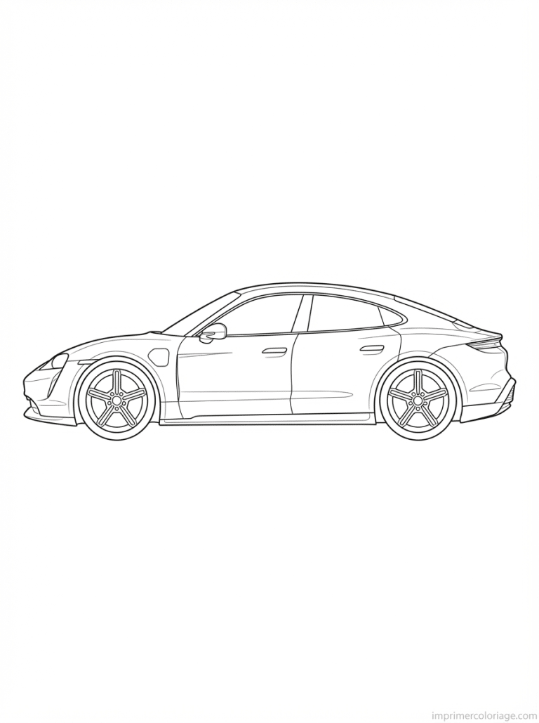 coloriage porsche taycan profil - dessin gratuit &agrave; imprimer