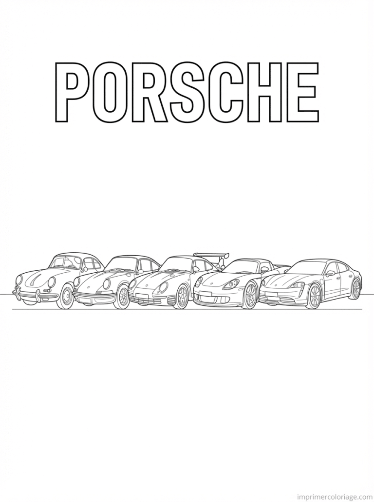 coloriage porsche titre evolution cinq eres - dessin gratuit &agrave; imprimer