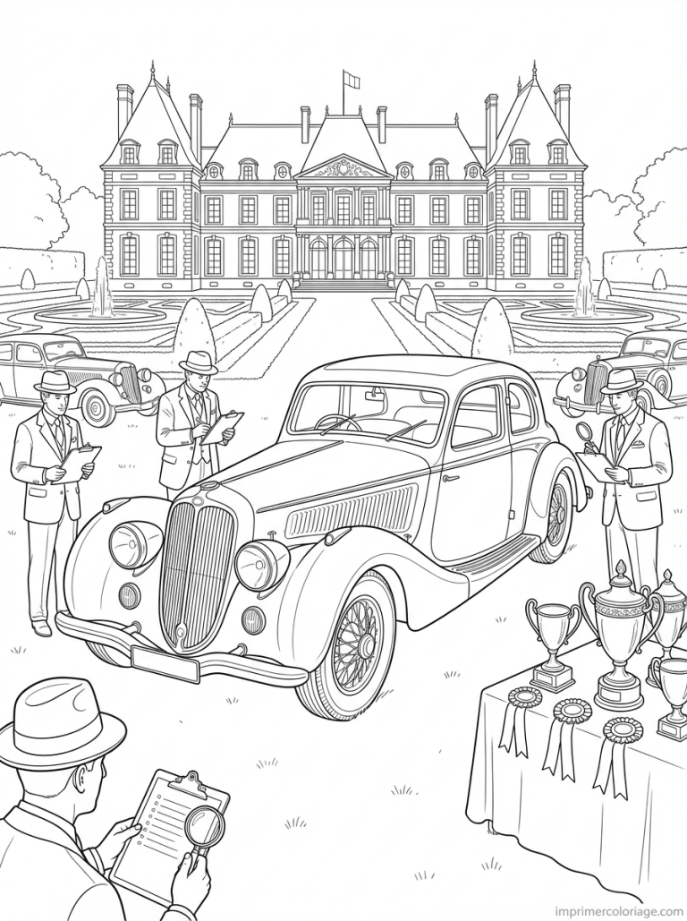 coloriage voiture luxe concours chateau - dessin gratuit &agrave; imprimer