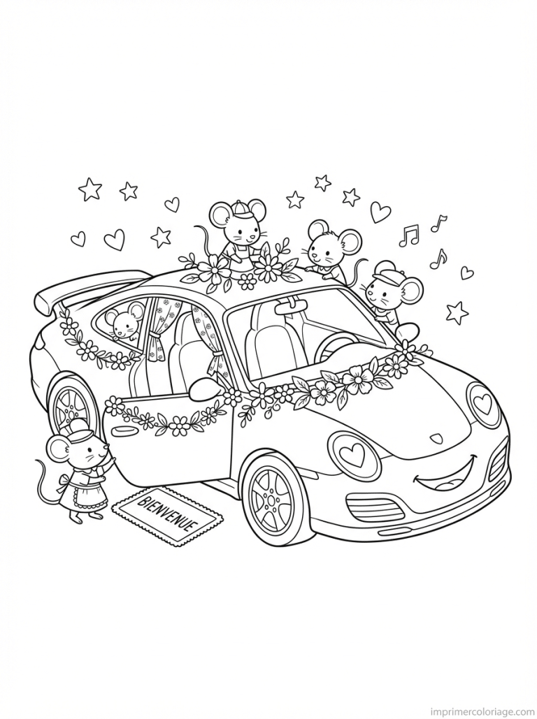 coloriage voiture luxe cute souris maison - dessin gratuit &agrave; imprimer