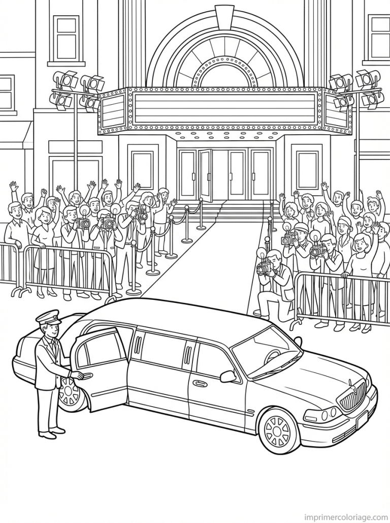 coloriage voiture luxe tapis rouge gala - dessin gratuit &agrave; imprimer
