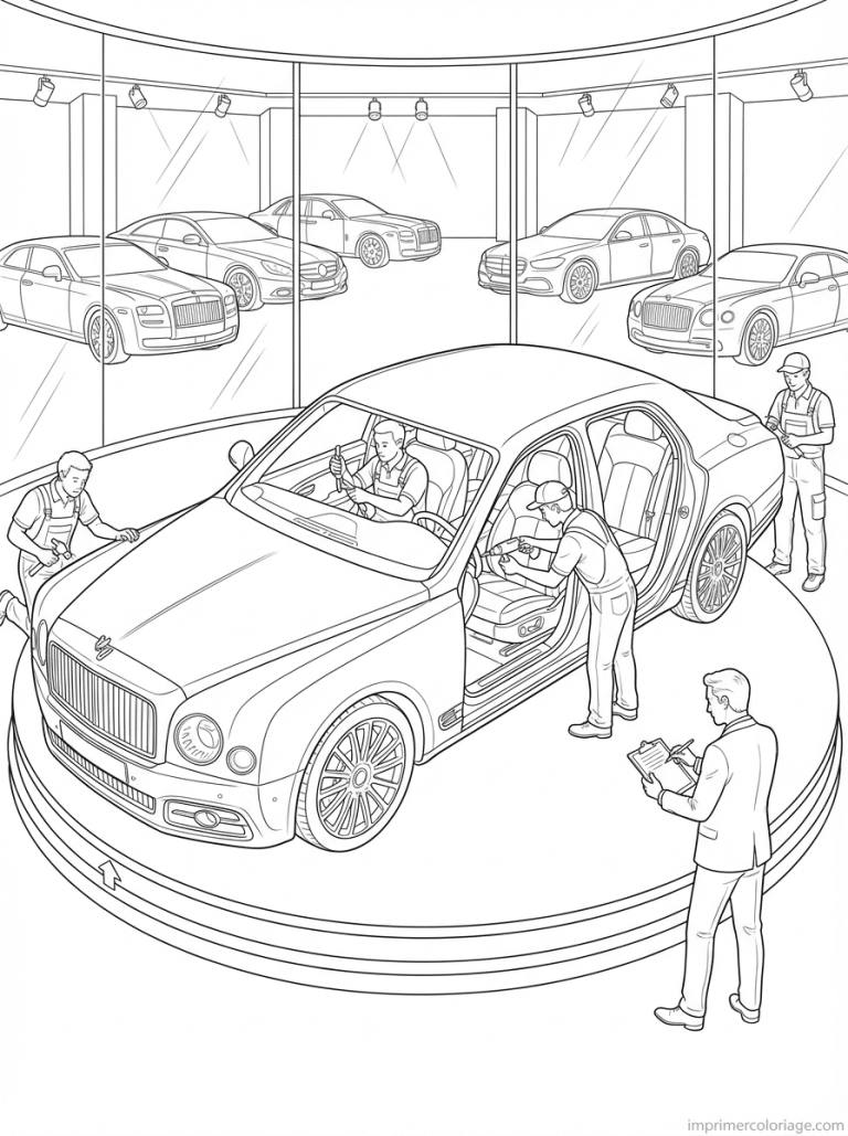 coloriage voiture luxe usine artisans - dessin gratuit &agrave; imprimer