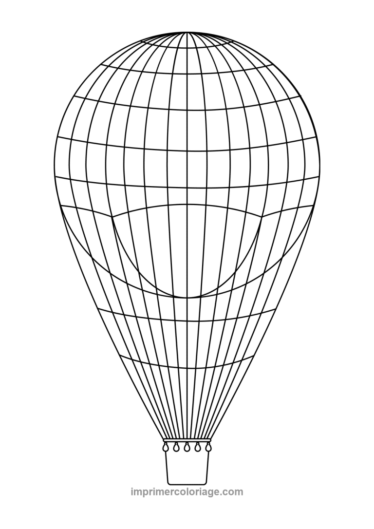 montgolfiere quadrillage lignes nacelle simple - dessin gratuit &agrave; imprimer