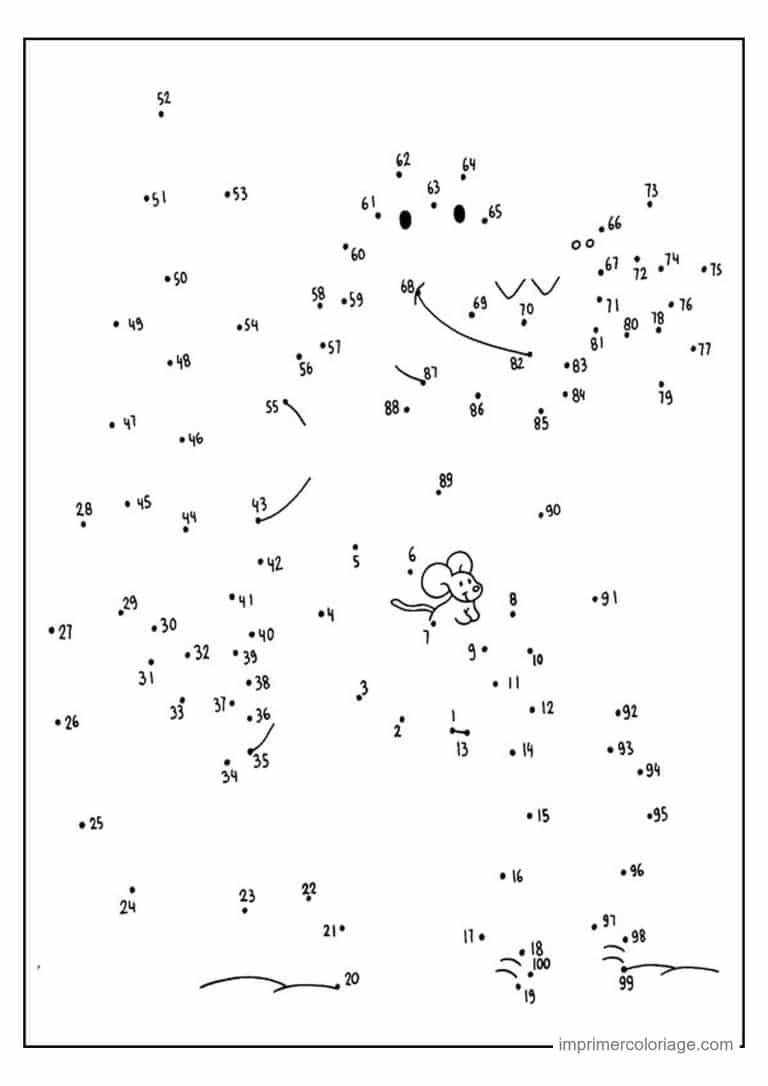 point a relier adulte 1 a 100 dessin mystere avec une souris - dessin gratuit &agrave; imprimer