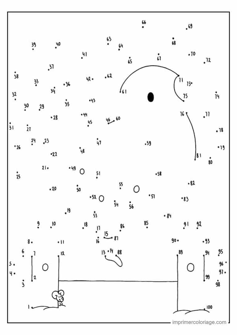 point a relier adulte 1 a 100 paysage nocturne - dessin gratuit &agrave; imprimer