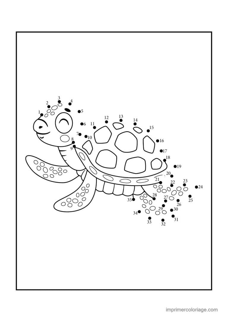 point a relier adulte 1 a 101 tortue a carapace decoree - dessin gratuit &agrave; imprimer