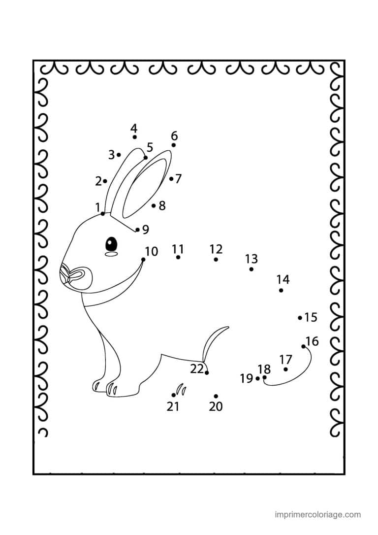 point a relier animal de compagnie 1 a 22 lapin qui court - dessin gratuit &agrave; imprimer