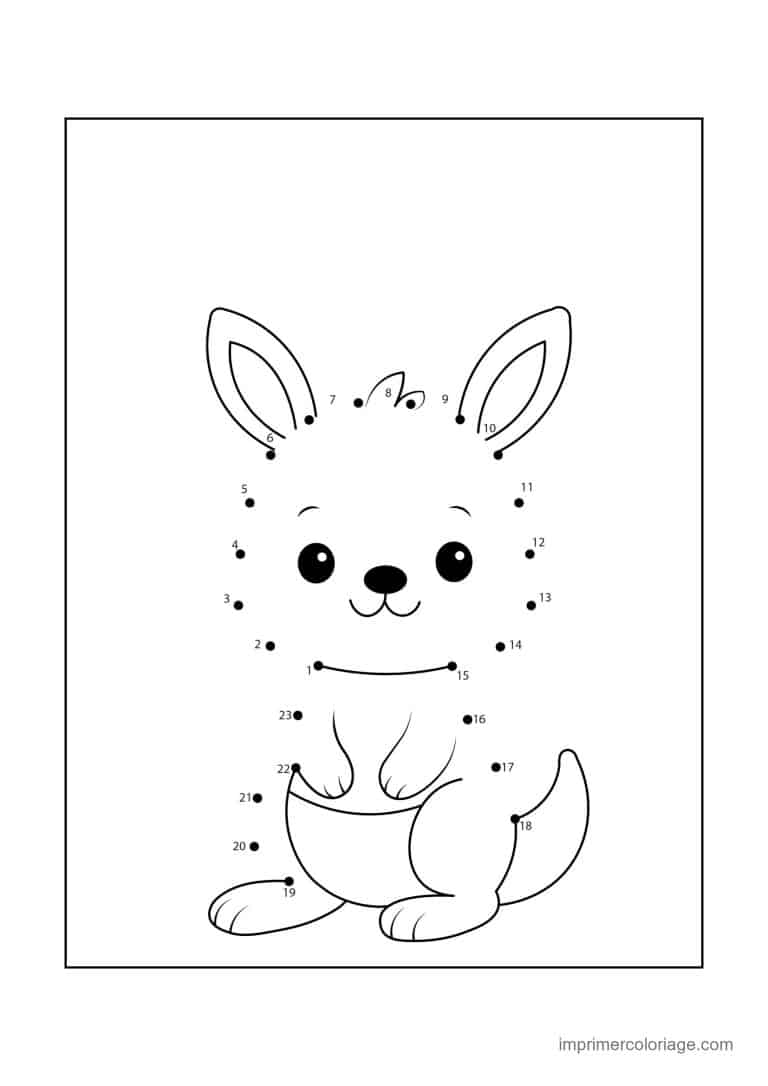 point a relier animal de compagnie 1 a 23 lapin assis - dessin gratuit &agrave; imprimer