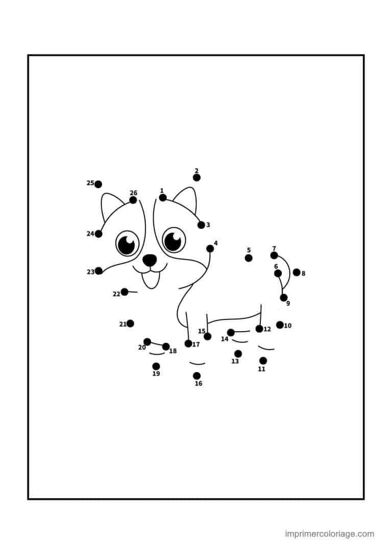 point a relier animal de compagnie 1 a 26 chaton debout - dessin gratuit &agrave; imprimer