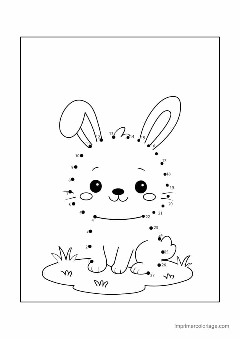 point a relier animal de compagnie 1 a 27 lapin aux longues oreilles - dessin gratuit &agrave; imprimer