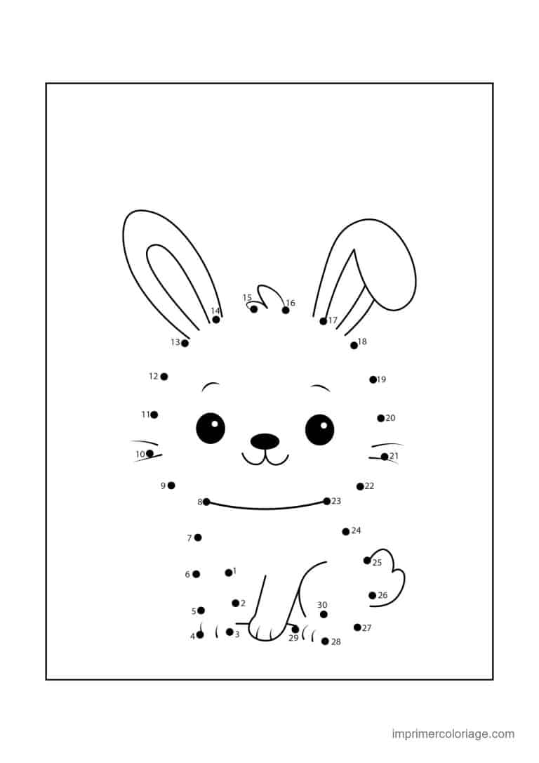 point a relier animal de compagnie 1 a 28 lapin aux longues oreilles - dessin gratuit &agrave; imprimer
