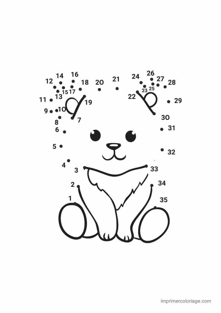 point a relier animal de compagnie 1 a 35 chat assis de face - dessin gratuit &agrave; imprimer