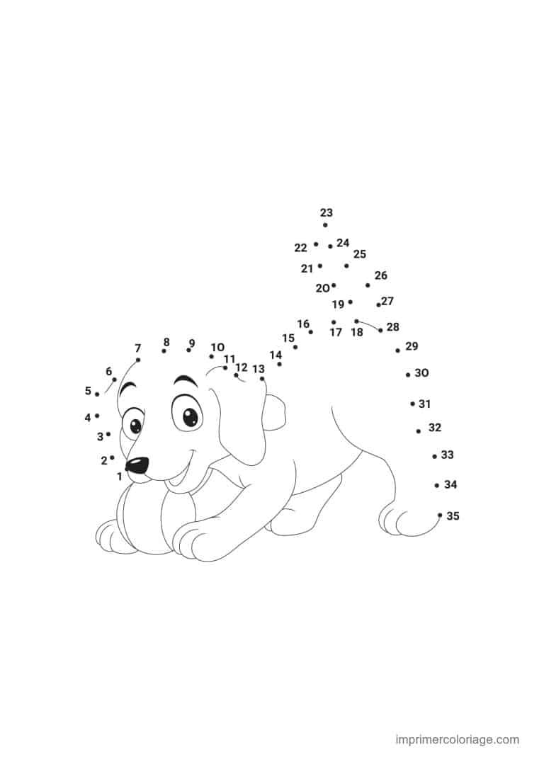 point a relier animal de compagnie 1 a 35 chien qui court - dessin gratuit &agrave; imprimer
