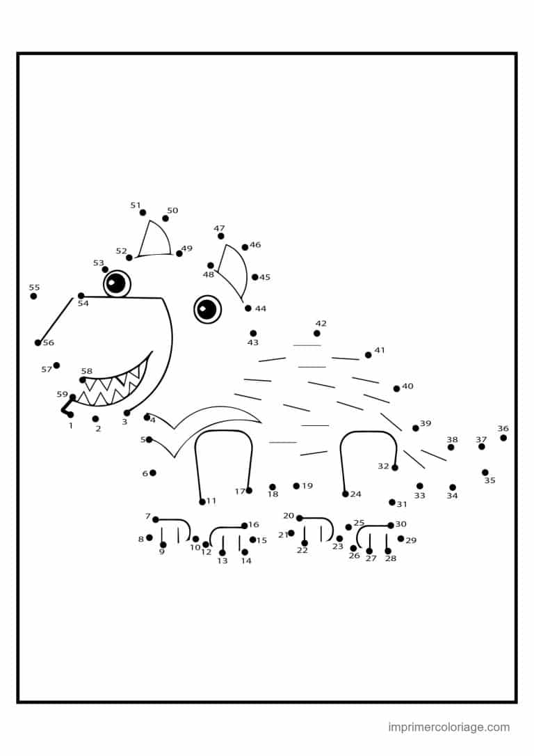 point a relier animal de compagnie 1 a 59 chien qui court - dessin gratuit &agrave; imprimer