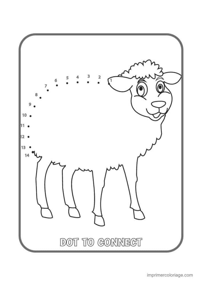 point a relier animal de la ferme 1 a 14 mouton - dessin gratuit &agrave; imprimer