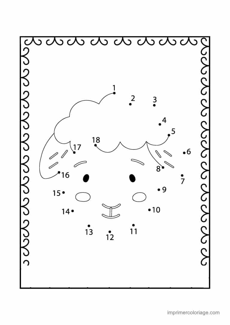 point a relier animal de la ferme 1 a 18 mouton - dessin gratuit &agrave; imprimer