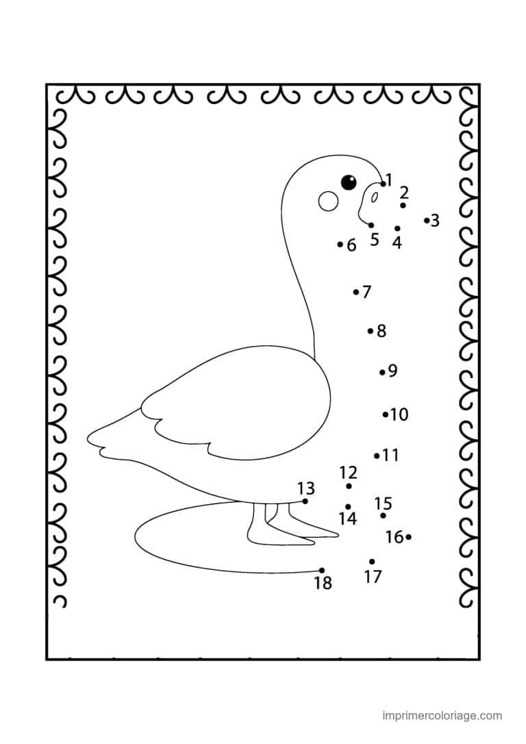 point a relier animal de la ferme 1 a 18 oie - dessin gratuit &agrave; imprimer