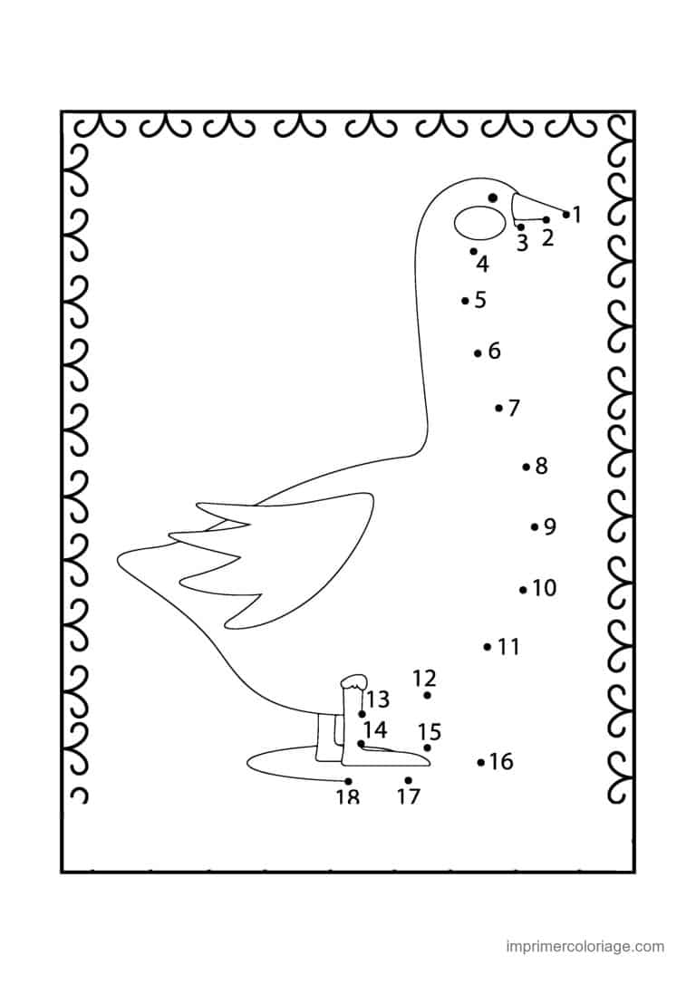 point a relier animal de la ferme 1 a 19 oie qui marche - dessin gratuit &agrave; imprimer