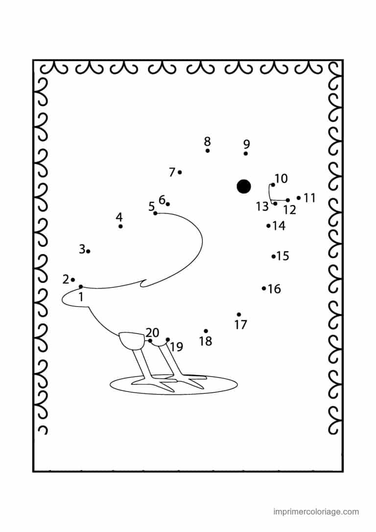 point a relier animal de la ferme 1 a 20 oie - dessin gratuit &agrave; imprimer