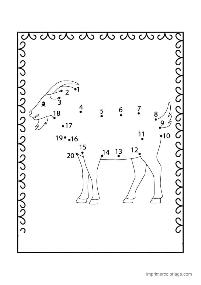 point a relier animal de la ferme 1 a 21 chevre - dessin gratuit &agrave; imprimer