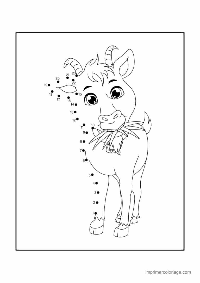 point a relier animal de la ferme 1 a 22 chevre qui broute - dessin gratuit &agrave; imprimer