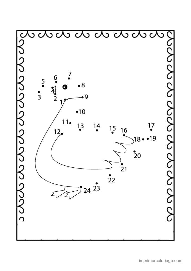 point a relier animal de la ferme 1 a 25 canard 2 - dessin gratuit &agrave; imprimer