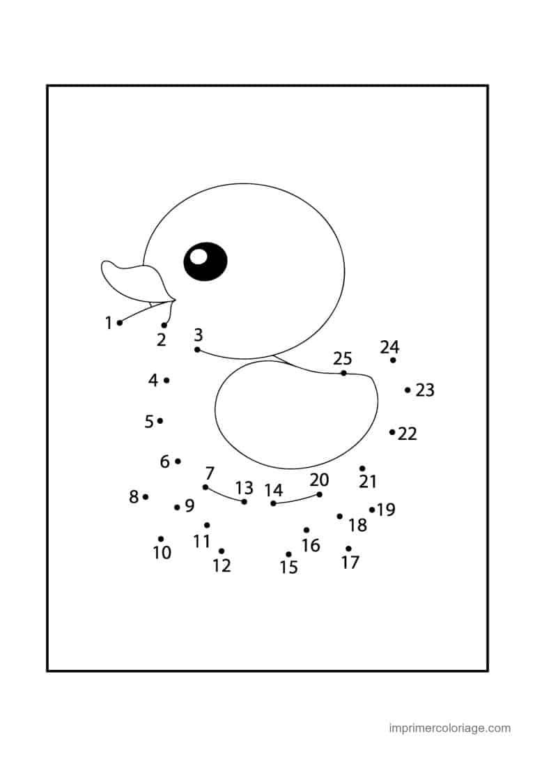 point a relier animal de la ferme 1 a 25 canard - dessin gratuit &agrave; imprimer