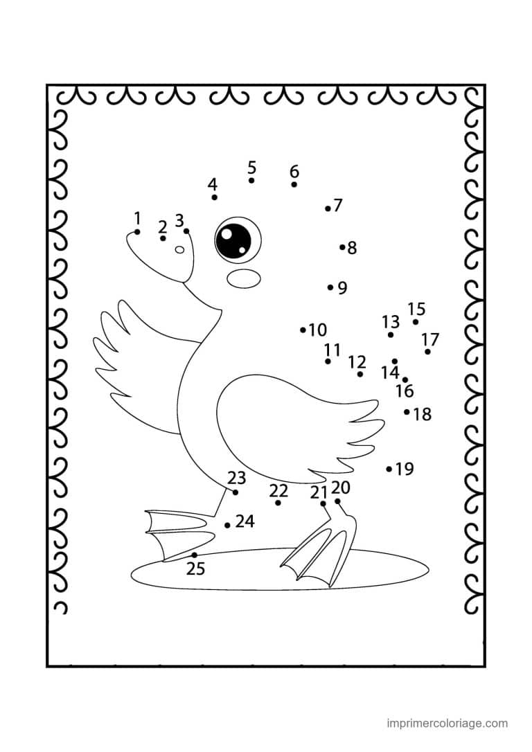 point a relier animal de la ferme 1 a 25 canard qui bat des ailes - dessin gratuit &agrave; imprimer