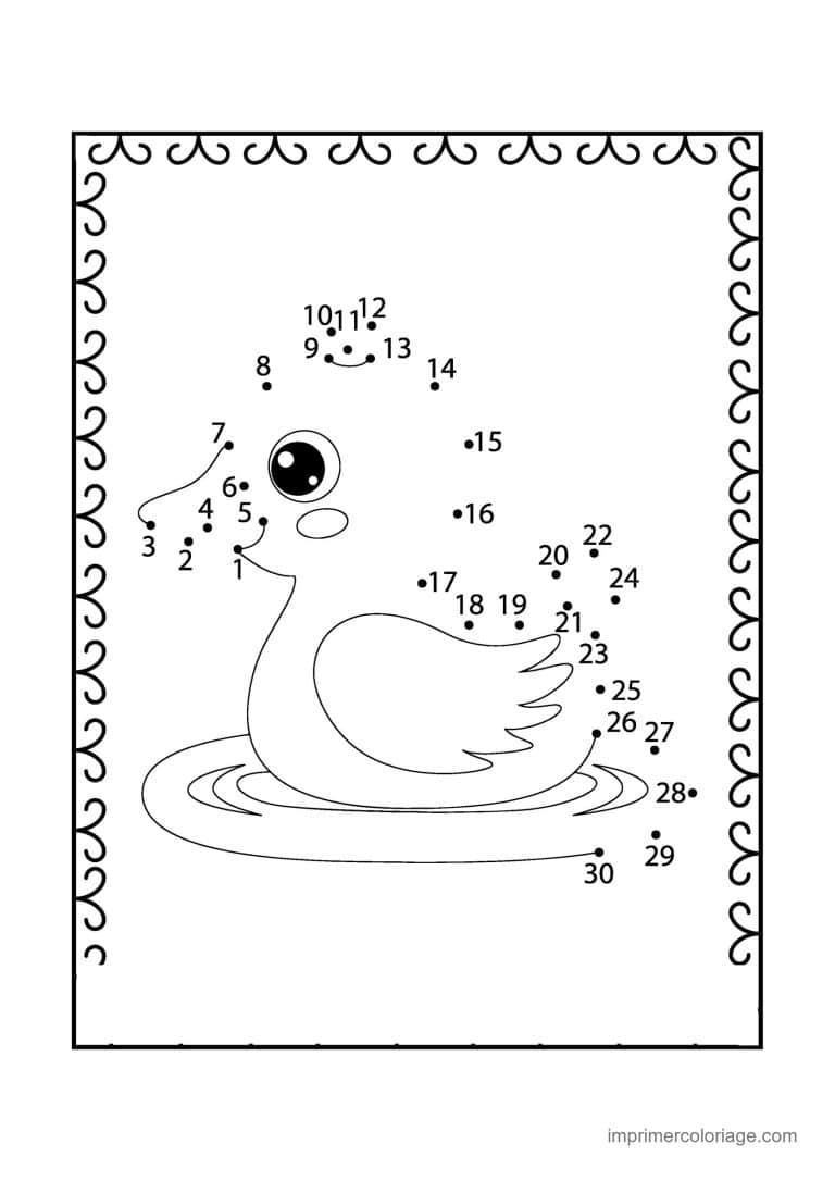 point a relier animal de la ferme 1 a 30 canard sur l eau - dessin gratuit &agrave; imprimer