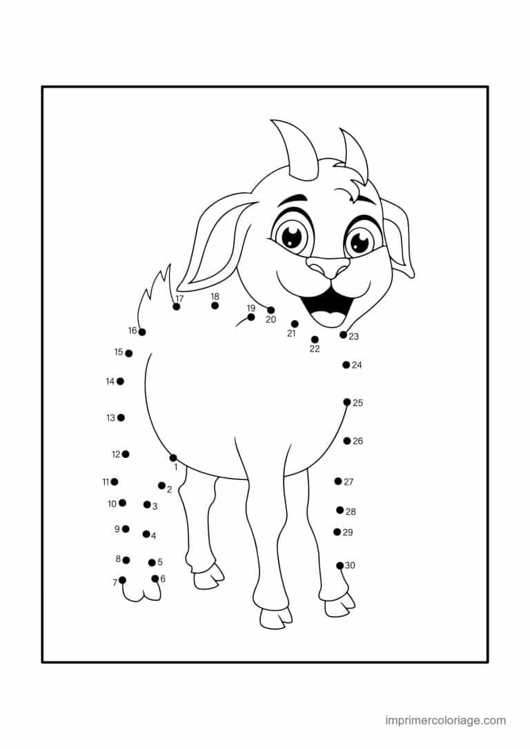 point a relier animal de la ferme 1 a 30 chevre - dessin gratuit &agrave; imprimer