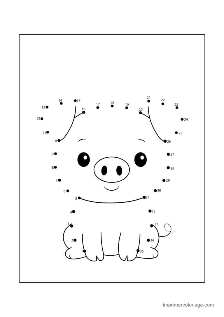 point a relier animal de la ferme 1 a 35 cochon - dessin gratuit &agrave; imprimer