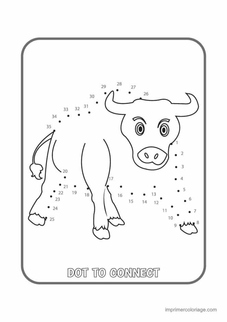 point a relier animal de la ferme 1 a 44 vache - dessin gratuit &agrave; imprimer